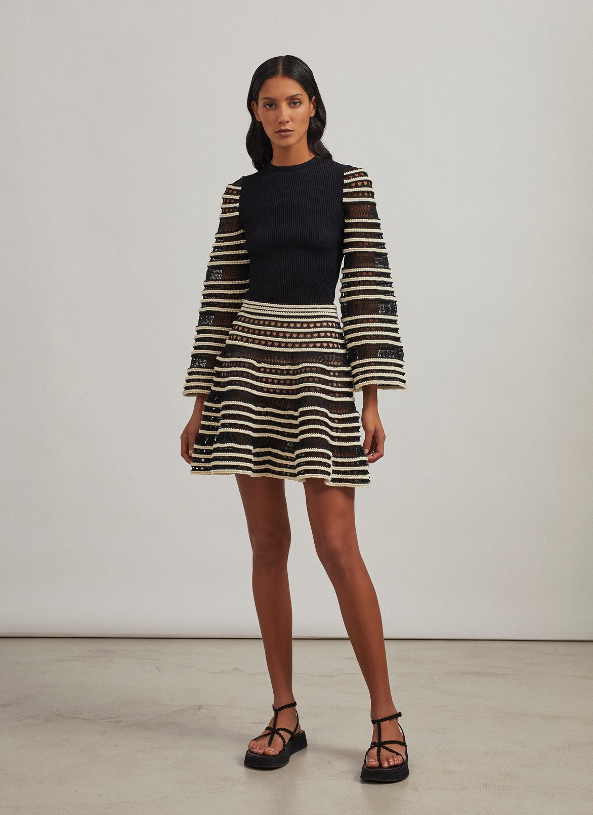 Short crochet skirt ALAÏA BLACK/IVORY SHORT CROCHET SKIRT